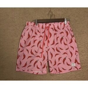 Mosmann Swim Trunks Australia Mens Sz M Pink Chili Peppers Pockets 7" Inseam